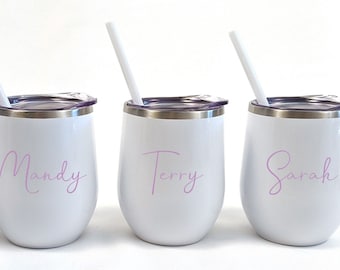 Bridesmaid Personalized 12 oz Tumbler, Wine Tumbler, Bridal Party Tumbler, Wine cup, Stainless Steel Tumbler, Bridal gifts