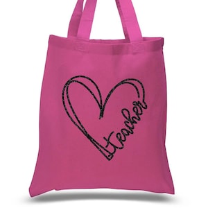 Sac à main coeur rose fuchsia. Sac cadeau préscolaire, cadeau personnalisé pour enseignant, cadeau personnalisé pour la maternelle