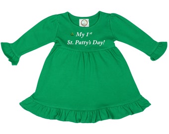 Girls St Patrick's Day Unicorn Ruffle Tunic Top Dress Clover Pants 2PCS Outfits 