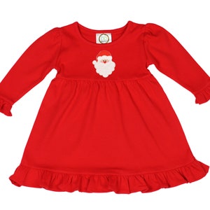 Custom Red Santa Baby Girl dress, Christmas baby girl dress, personalized green dress, holiday dress, ruffled green dress