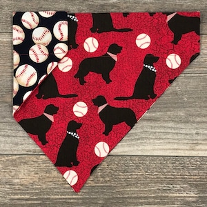Baseball Dog Bandana, Dog Bandana Over the Collar, Dog Bandana Spring, Reversible Dog Bandana, Slides on Collar, Puppy Bandana