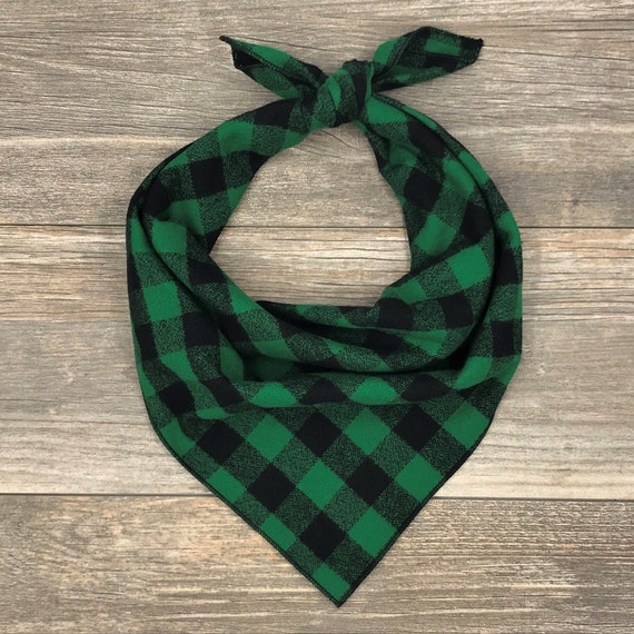 Green plaid dog bandana Clearance
