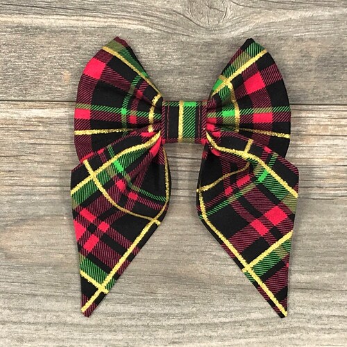 Christmas Dog Collar Bow Sailor Bow Red & Green Striped Etsy