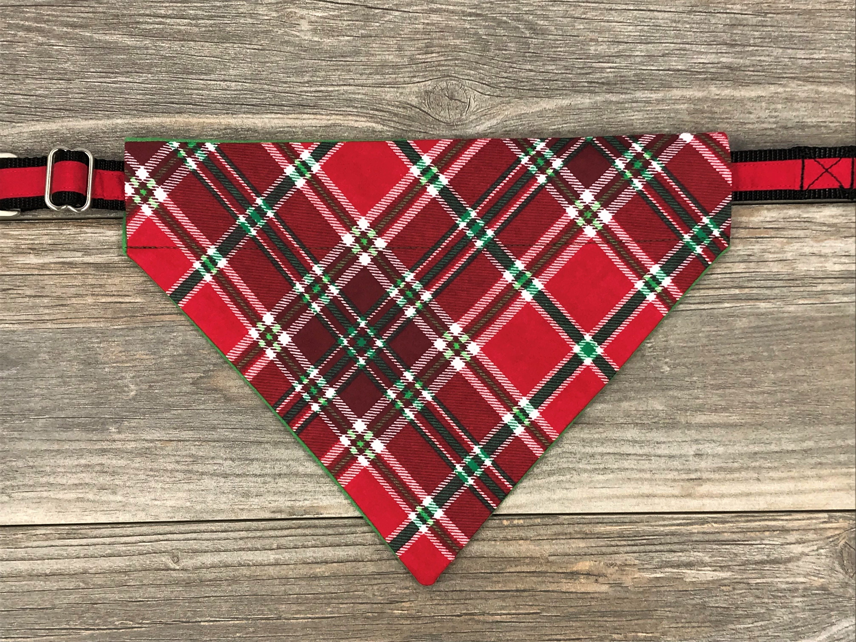 Christmas Plaid Dog Bandanaover the Collar Flannel Red & Etsy