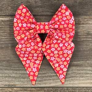 Flower Dog Collar Bow, Girl Dog Bow, Sailor Bow, Bow Tie, Spring Collar Bow, Easter Dog Bow, Floral Dog Bow, Summer Dog Bow