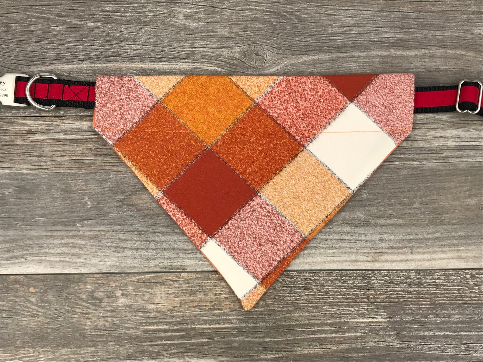 Fall Plaid Dog Bandana Over The Collar Bandana Orange & Etsy