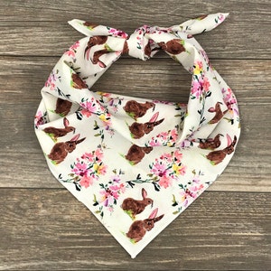 Spring Dog Bandana, Bunny Dog Bandana, Tie On Dog Bandana,  Flower Dog Bandana, Easter Dog Bandana, Cat Bandana, Summer Dog Bandana