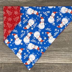 Bandana de chien bonhomme de neige, Bandana de chien à collier, réversible, Bandana de chien de Noël, Bandana de flocon de neige