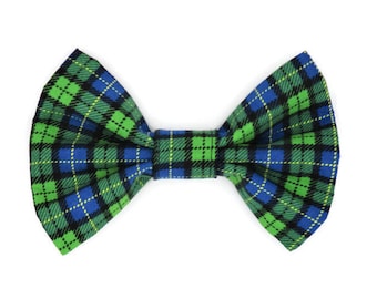 Dog Bow Tie-Green & Blue Plaid-St Patrick's Day-Dog Neckware-Pet Bows-Plaid Dog Bow Tie