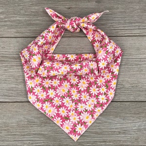 Pink Daisy Dog Bandana, Tie On Dog Bandana, Spring Dog Bandana, Pink Floral Dog Bandana, Summer Dog Bandana, Cat Bandana,