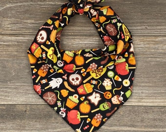 Halloween Tie On Dog Bandana, Halloween Treats Bandana