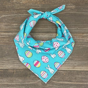 Easter Egg & Bunny Dog Bandana: Spring Cotton Tie-On