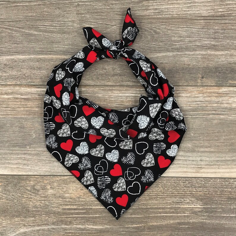 Valentine/'s Day Dog Bandana White /& Red Hearts Bandana Tie On Dog Bandana Valentine Bandana