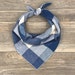 Fall Plaid Tie On Dog Bandana, Flannel Dog Bandana, Blue & White Plaid Dog Bandana, Winter Dog Bandana, Puppy Bandana, Cat Bandana 