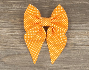 Orange Polka Dot Dog Collar Bow, Summer Dog Bow