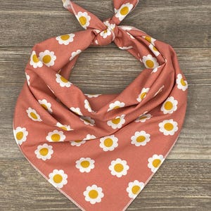 Pink Flower Tie On Dog Bandana, Spring Dog Bandana