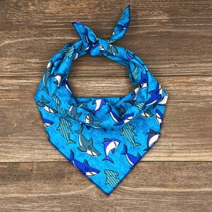 Shark Tie On Dog Bandana, Beach Dog Bandana, Summer Dog Bandana, Shark Week Bandana