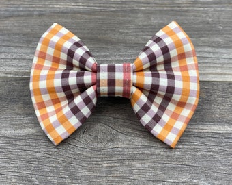 Fall Plaid Dog Bow Tie