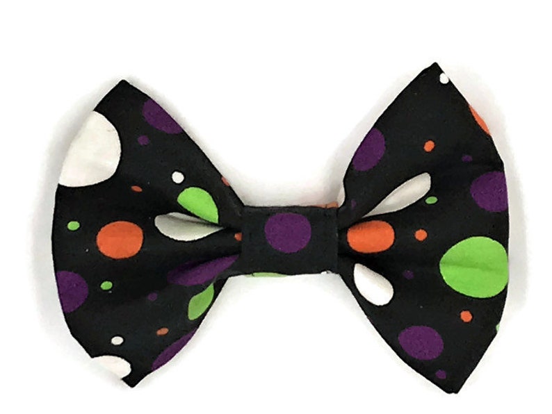 Halloween Dog Bow Tiehalloween Polka Dotsdog Neckwarepet Etsy