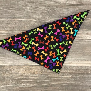 Dog Bone Tie on Dog Bandana, Colorful Bones Dog Bandana, Puppy Bandana ...