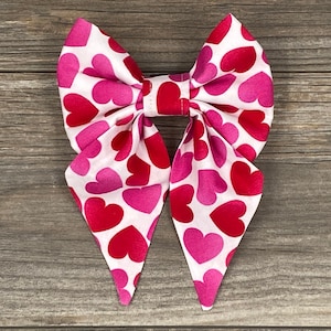 Valentine Hearts Girl Dog Collar Bow, Sailor, Girl Dog Bow-Bow Tie, Holiday Dog Bow
