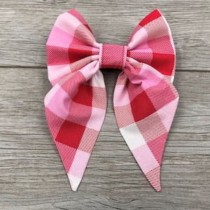 Pink Plaid Dog Bow, Sailor Bow, Dog Bow, Girl Dog Bow, Holiday Dog Bow, Valentine Bow, Plaid Dog Bow, Bow Tie, Bow tie