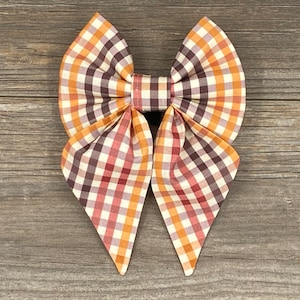 Fall Dog Collar Bow, Plaid Collar Bow, Thanksgiving Dog Bow