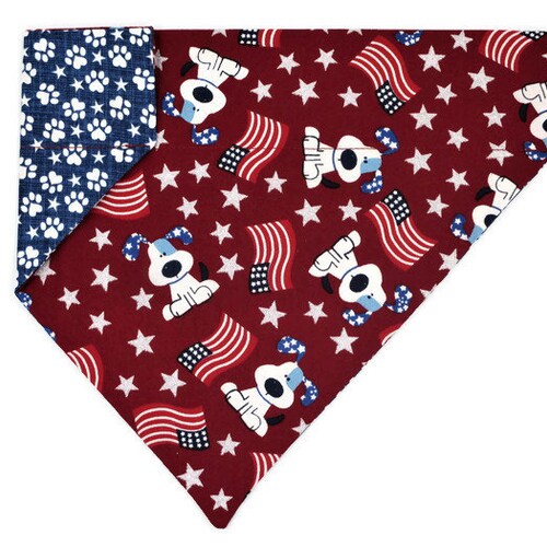 American Flag Dog Bandana Slides Over the Collar Cat Etsy