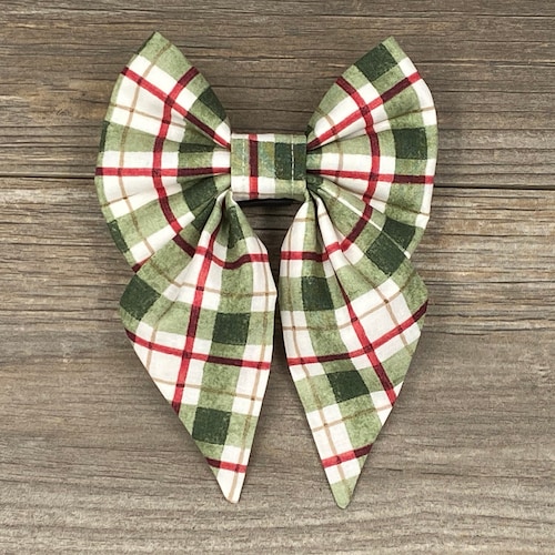 Christmas Dog Collar Bow Sailor Bow Red & Green Striped Etsy