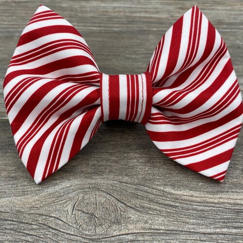 Christmas Dog Bow Tie Candy Cane Stripes Bow Tie Holiday Bow Etsy