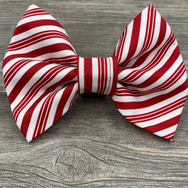 Christmas Dog Bow Tie, Candy Cane Stripes Bow Tie, Holiday Bow Tie