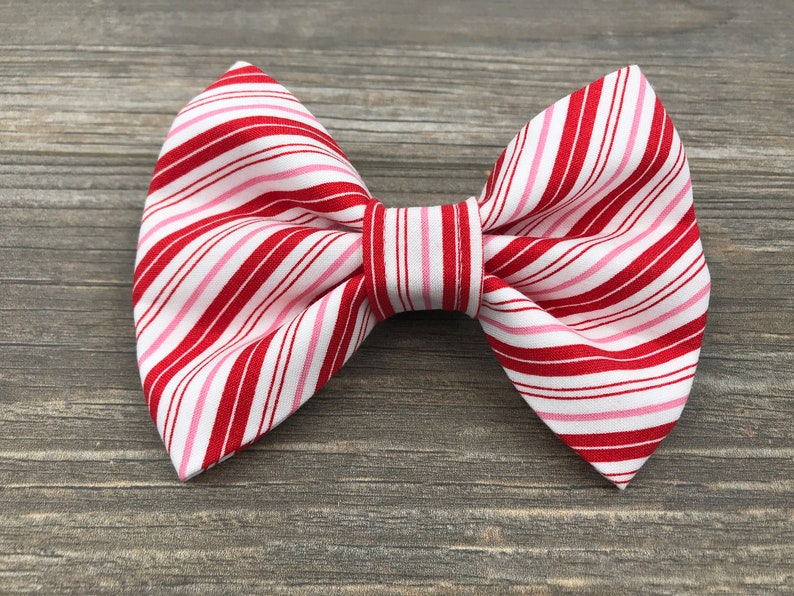 Christmas Dog Bow Tie Candy Cane Striped Bow Tie Holiday Bow Etsy