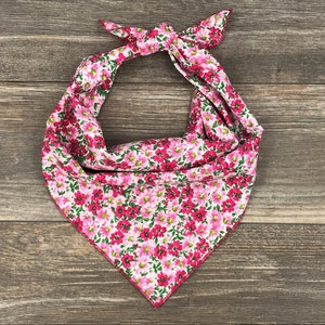 Pink Flower Dog Bandana, Tie On Dog Bandana, Floral Dog Bandana, Spring Dog Bandana, Puppy Bandana, Cat Bandana,