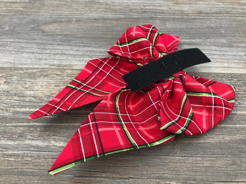 Christmas Dog Collar Bow Red Plaid Collar Bow Sailor Bow Etsy