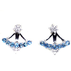 Heated Blue Sapphire & Cubic Zirconia Earrings: Natural Stones