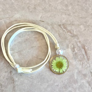 Daisy Pendant Necklace on Silk Cord