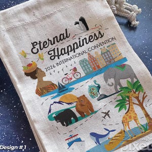 Personalized 2026 Eternal Happiness International Convention Gift Bag, Natural Canvas 4x6