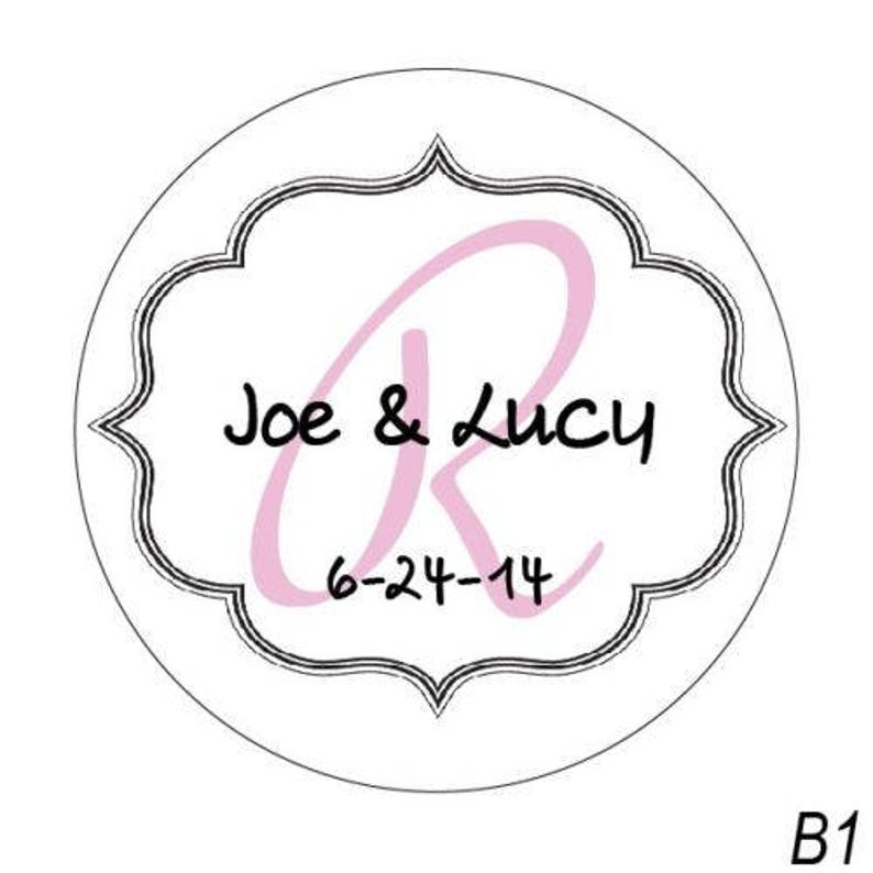 pack of 96 Personalized Wedding Favor Monogram Border Labels