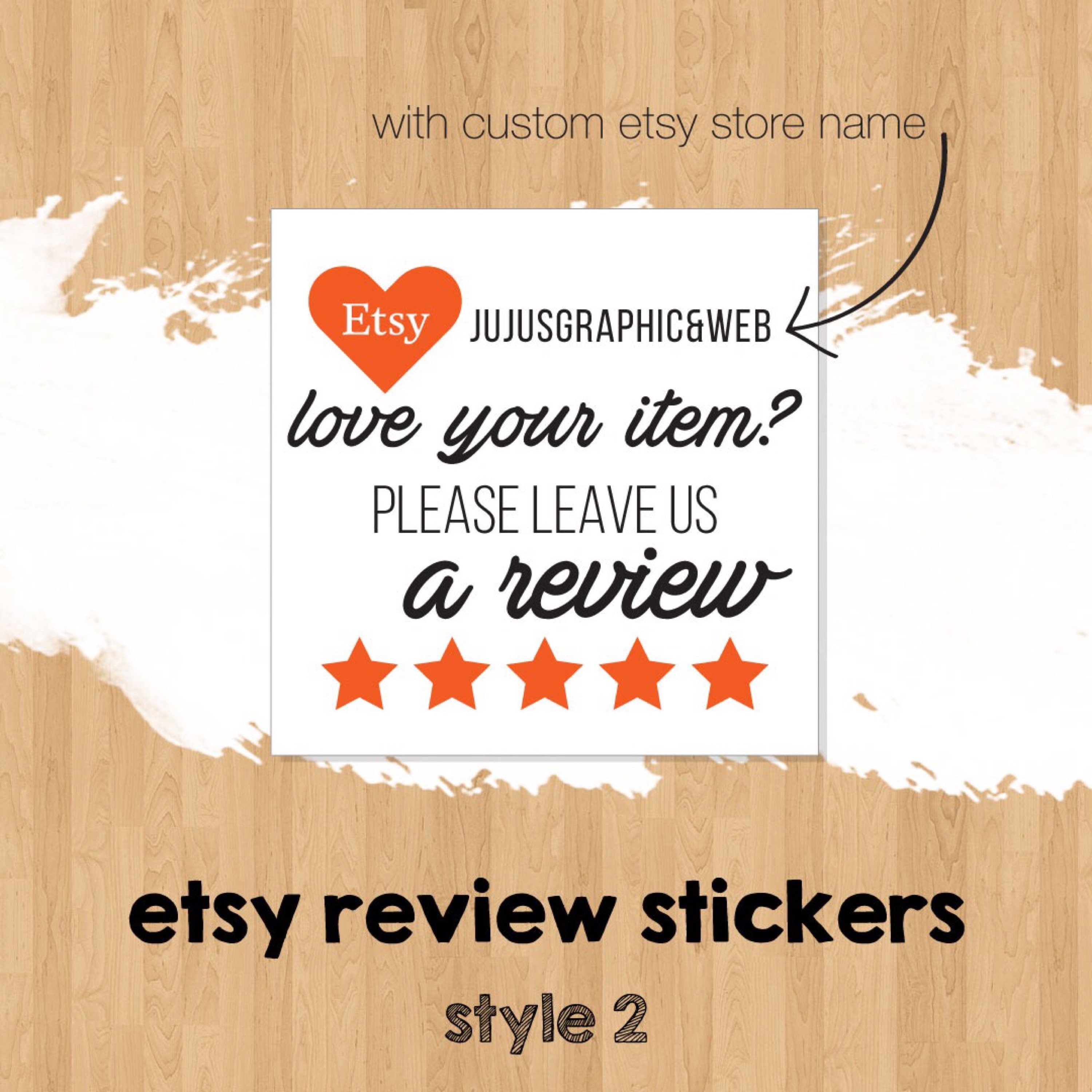 Etsy Review Stickers with Custom Shop Name Option 20ct Etsy