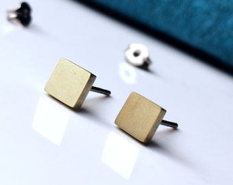 Gold Titanium Earrings 5mm Square Studs. Hypoallergenic and Nickel Free.