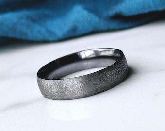 Tantalum Ring - Brushed Mens Wedding Band with Personalised Ring Engraving Available