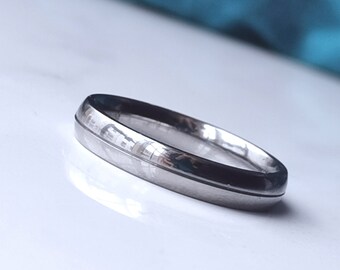 Polished Titanium Wedding Ring. Grooved Mens Wedding Band 4mm/5mm/6mm Wide. Nickel free