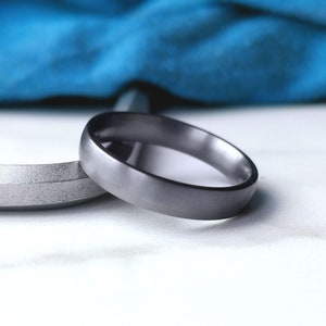 Tantalum Ring - Matte Mens Wedding Band with Personalised Laser Engraving Available