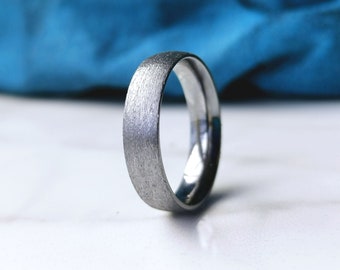 Tantalum Ring - Brushed Mens Wedding Band with Personalised Ring Engraving Available