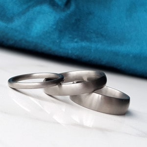 Matte Titanium Wedding Band, 2mm 4mm 5mm 6mm Ring Width. Modern Engraved Minimal Nickel Free Mens Ring image 2