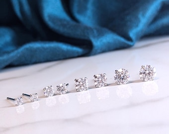 Titanium Lab Grown Diamond Stud Earrings. Solitaire Studs Hypoallergenic and Nickel Free.
