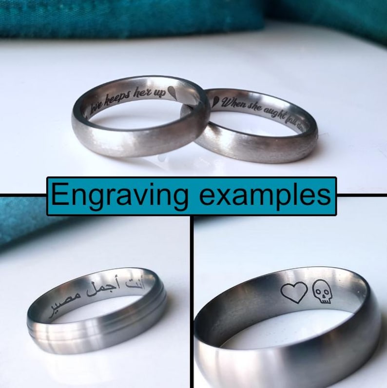 Engraved personalized Titanium ring