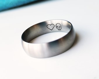 Engraved Titanium Wedding Band, Personalised 4mm 5mm 6mm Ring Width