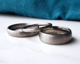 Brushed Titanium Wedding Ring, Hypoallergenic Personalised Engraved Band, Minimalist Men Women 2mm - 6mm