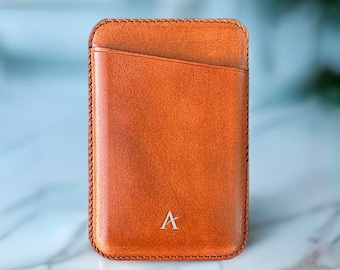 Handmade Italian Leather MagSafe Wallet Card Holder for iPhone